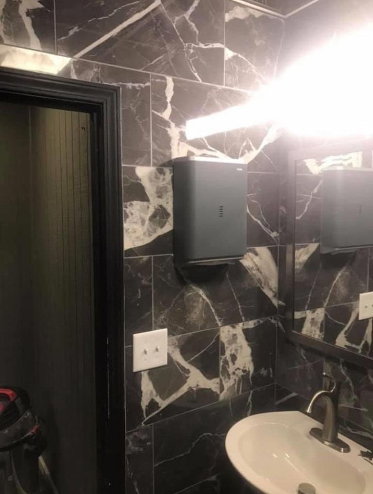 Black Polished 12x24 Restaurant Bathroom