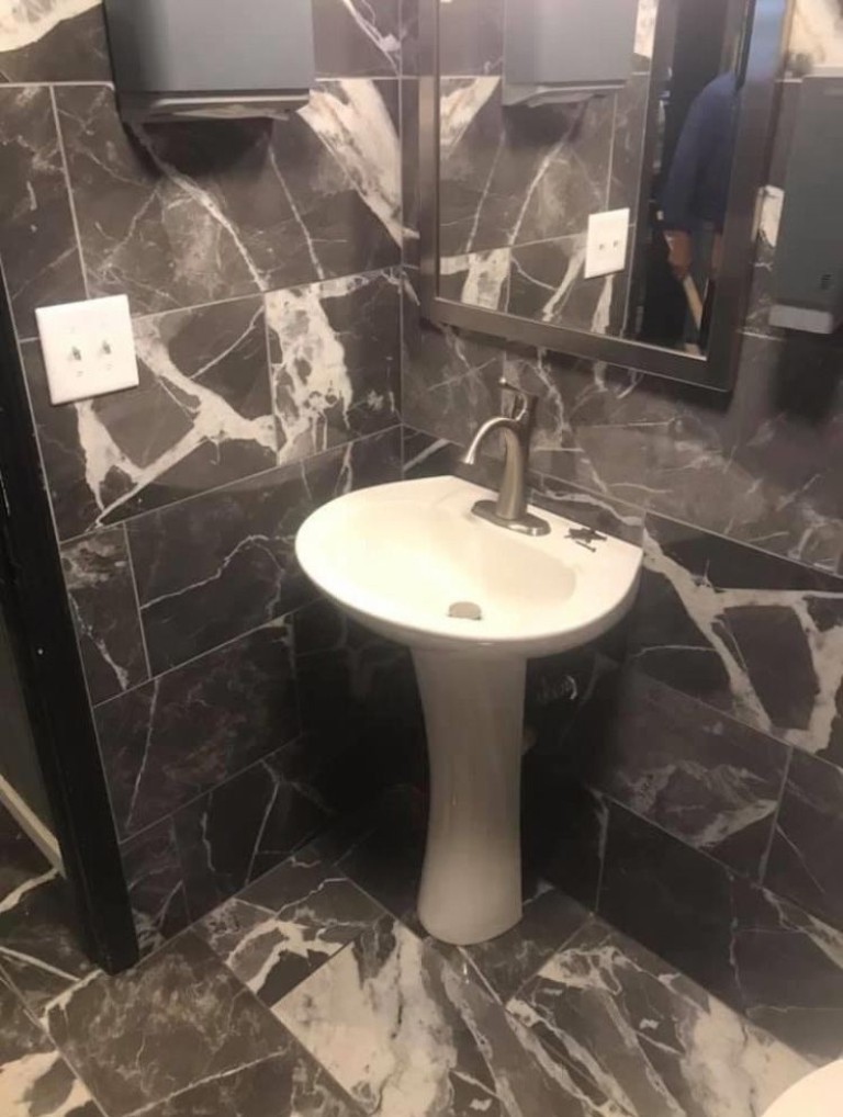Black Polished 12x24 Restaurant Bathroom
